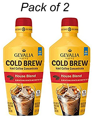 Gevalia Cold Brew House Blend Iced Coffee Concentrate 32 Oz, Pack of 2.