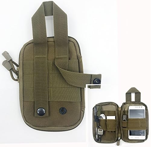 ODOM Military Tactical MOLLE Phone Pouch Waist Belt Bag Pack Gear Messenger Shoulder Saddlebag For Camping Hunting Trekking Travel (Coffee)