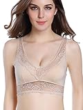 Intimate Portal Women Beaute Cotton Lace Wire Free Leisure Bralette Beige 36D 38B 38C