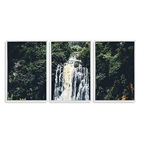 3 Piece Framed Canvas Wall Art for Living Room, Bedroom Waterfall in Deep Forest of Croatia Canvas Prints for Modern Home Decoration Ready to Hang - 16"x24"x3 Panels