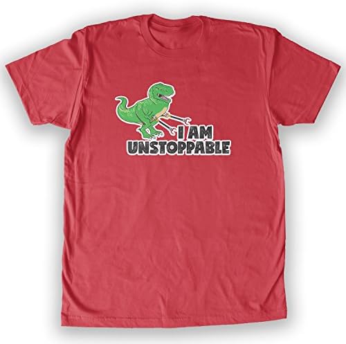 Death By Novelty - I Am Unstoppable T-Rex Men's Fashion T-Shirt Red