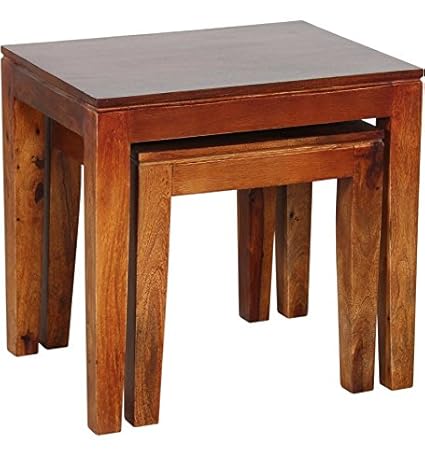 Ringabell Pearl Solid Wood Nest of Table Set of 2 (Honey Oak)