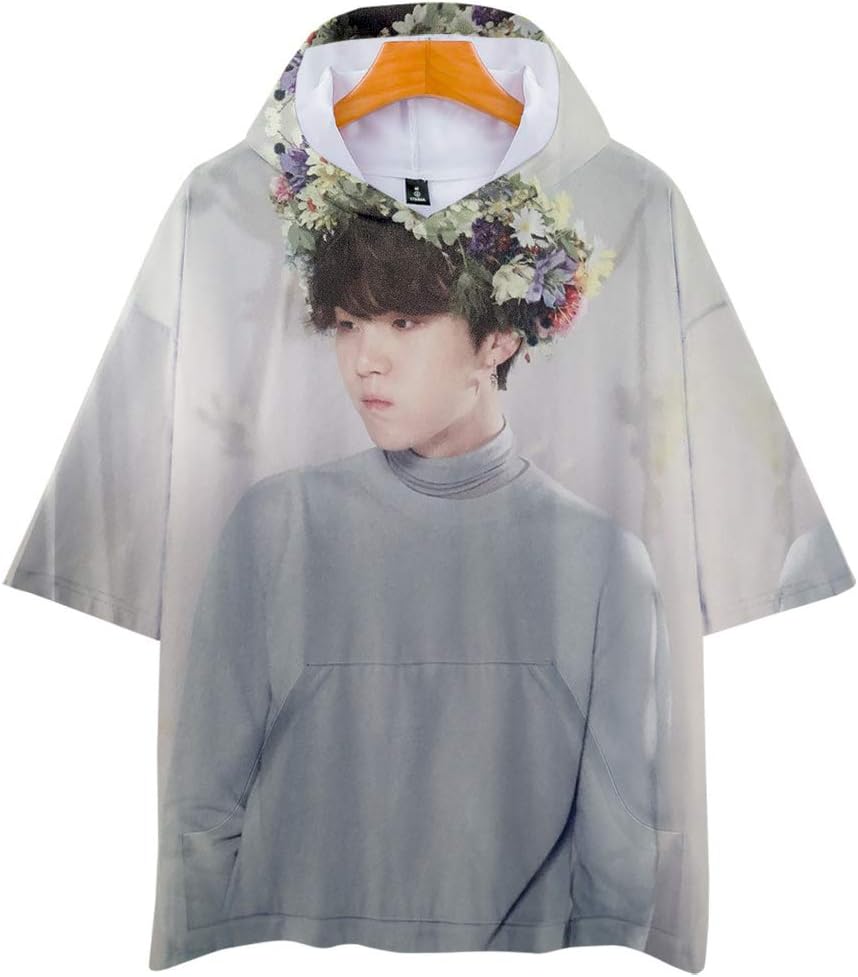 APHT Unisex BTS 3D Hoodie Short Sleeve T-Shirt for Men Women Teen Bangtan Boys Jin Suga J-Hope RM Jimin V Jung Kook Summer Tops Sweater Pullover Jackets