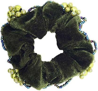 Pack of 2 Olive Green Velvet Hair Scrunchies Elastic Hair Bands Tie Band Ponytail Holder, Hair Scrunchy, Hair Rubber Bands