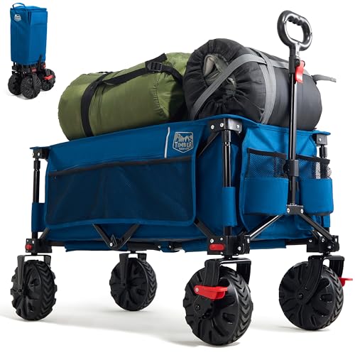 TIMBER RIDGE Bollerwagen Faltbar 200L Breite Reifen mit Bremsen Strandwagen