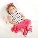SanyDoll Reborn Baby Doll Soft Silicone 22inch 55cm Magnetic Lovely Lifelike Cute Lovely Baby Red Check Skirt