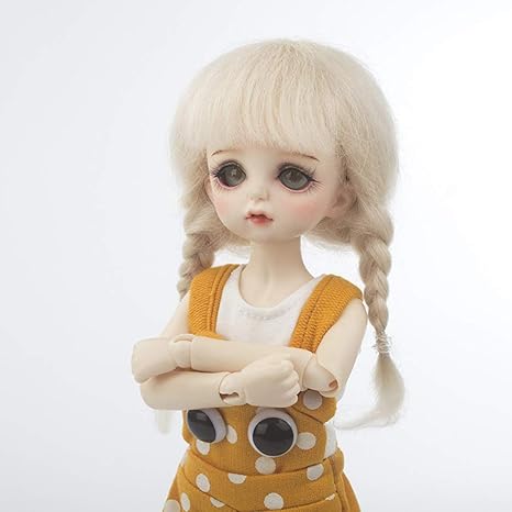 Amazon 1 8 1 6ミニドールウィッグ Bjd人形ウィッグ 合成ヘア 編組髪かつら 耐久性 ドールdiyアクセサリー 1 8large ゴールド ドールメイキング 通販