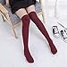 Ordenado Womens Thigh High Socks Extra Long Over the Knee Leg Warmer Cotton Boot Stockings(Wine Red)