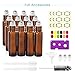 12, 10ml Essential Oils Roller Bottles - Amber, Glass with Stainless Steel Roller Balls by Mavogel (3 Extra Roller Balls, 30 Pieces Labels, Opener, Funnel, Dropper, Brush Included)