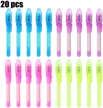 SBParts 20PCS Invisible ink pen marker secret spy message writer with uv light fun activity for kids party favors ideas gifts