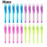 FuzzyGreen Invisible Ink Pen with Built in Uv Light Black Light-20 PCS