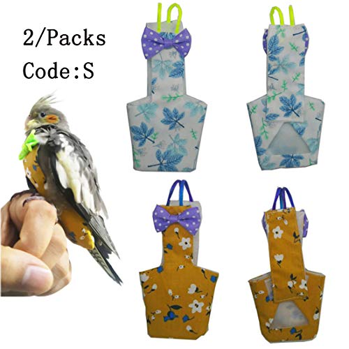 star sound source Waterproof Washable Reusable Bird Parrot Diaper Flight Suit Nappy,Soft Pet Pee Pad Suitable for Parrot Macaw, African Grey Budgie Parakeet, Cockatoos (Yellow Blue S)