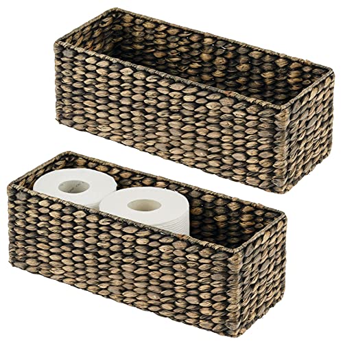 mDesign Natural Woven Water Hyacinth Bathroom Toliet Roll Holder