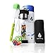 Liquid Savvy 24oz Water Infuser – Fruit Infused Water Bottle with Leak Proof Flip Top Lid, Tritan Plastic with Bottom Infusing Design with Neoprene Insulated Sleeve, Strainer & Bottle Brush (Black)