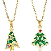 14k Gold Plated Christmas Stocking Pendant Necklace Dainty Rhinestones Christmas Tree Pearl Santa Hat Necklace Xmas New Year Jewelry Gift