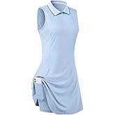 FREEYE Womens Sleeveless Golf Tennis Dresses with Inner Shorts&Pockets for Workout Exercise