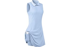 FREEYE Womens Sleeveless Golf Tennis Dresses with Inner Shorts＆Pockets for Workout Exercise