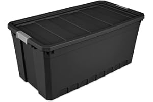 Stacker Tote, Black, 189 L Storage Container with Lid and Latches