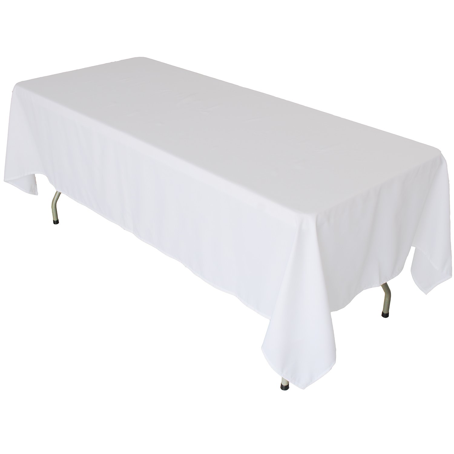 KaitatsuSen Oblong Rectangular Polyester Fabric Tablecloth, White, 150x200 cm