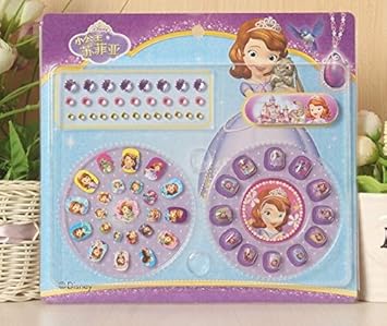 Amazon Com Glowkids Princess Sofia The First Press On Nails Fake Nails For Kids Rhinestone Nail Stickers Kids Nail File Included 65 Piece Kids Manicure Set Beauty