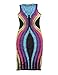 Ninimour Womens Sleeveless Stripe Print Slim Fit Package Hip Bodycon Dress T S