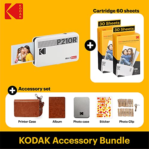 KODAK Mini 2 Retro 4PASS Portable Photo Printer (2.1x3.4 inches) + 68