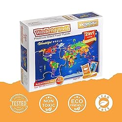 World Map Puzzle, Floor Puzzles for Kids Ages