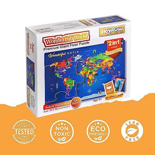 World Map Puzzle, Floor Puzzles for Kids Ages 35, 4810, Geography