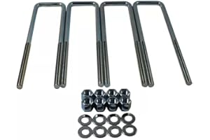JKYH TECHPLUS Universal 3" Wide Leaf Spring Axle Square U-Bolts for 9/16" Diameter 9.75" Long Freedom Offroad, Extended U Bolts with Hardware