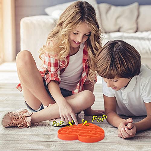 AmericFengBao Pop Fidget Sensory Toys, Pop Bubble Fidget Sensory Toy with Popping Sounds, Push Fidget Toy Reliever Office School Game Crafts for Kids Adults, Silicone Stress Toys (Heart Shape)