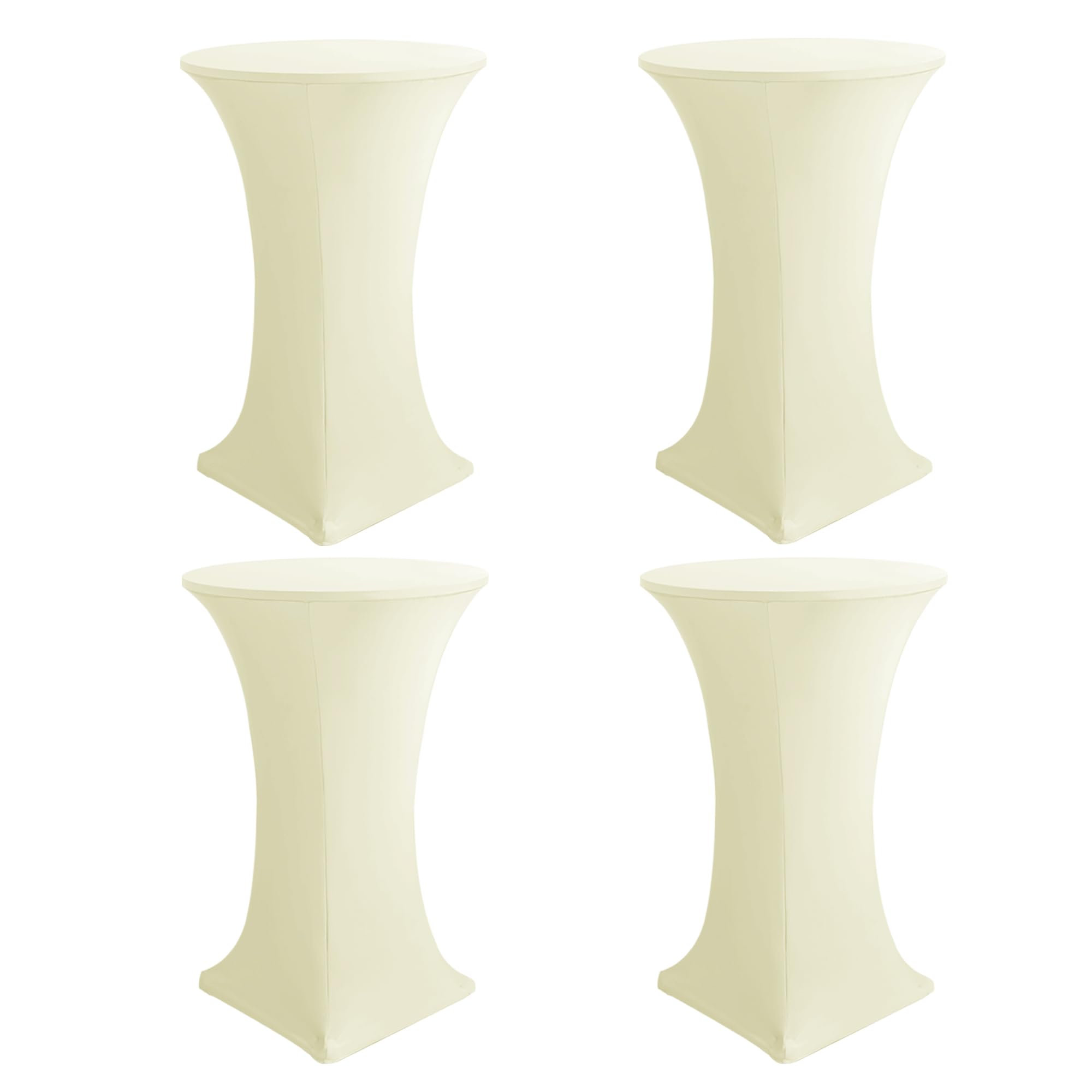 Photo 1 of HolidayIdeas Cocktail Table Covers, 4 Pack - Fitted Stretch Spandex Square Corners Cocktail Tablecloths (Butter Cream, Fit for 30"-32" Diameter x 43" Height Tables)
