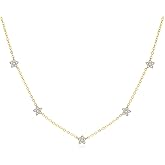 Gold Necklace for Women Non Tarnish, 14K Gold Plated Dainty CZ Clover Marquise Flower Charm Diamond Choker Necklace for Women Trendy Wedding Jewelry