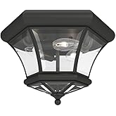 Livex Lighting 7053-04 Monterey Light Outdoor/Indoor Black Finish Solid Brass Flush Mount with Clear Beveled Glass