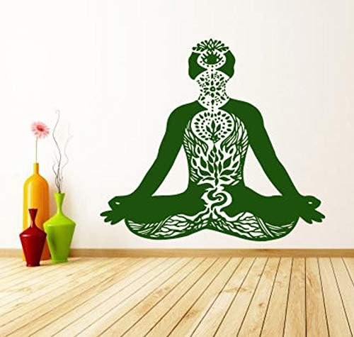 Wall Window Decal Sticker Yoga Meditation Chakra Tree Roots Eye Hindu Namaste Yoga Studio Decor 1049b