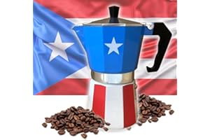 PRK 14 Puerto Rico Coffee Pot – Aluminum Moka Pot with Puerto Rican Flag Design | Traditional Stovetop Espresso Maker for Authentic Cafe Boricua