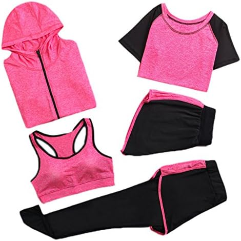 Women's Sportsuit Set, Running Jogging Tracksuit Gym Fitness Outfit Workout Sweatsuit 5 Piece Set
