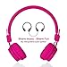 Wired Kids Headphones with Microphone and share port, Foldable Lightweight Adjustable Stereo Headset for Cellphones Smartphones iPhone iPod Laptop Computer and More by Termich (Pink)