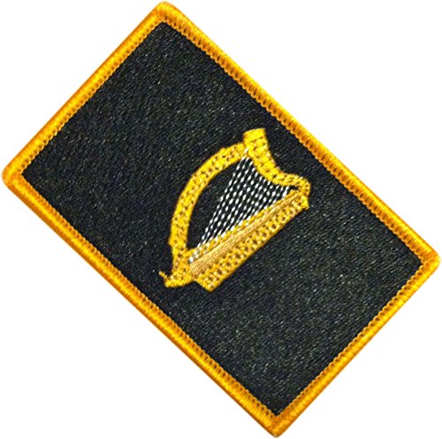 [Single Count] Custom, Cool & Awesome {1.9" x 3.15" Inches} Small Rectangle Bordered Irish Ireland Harp Flag of Leinster Dark Style Design (Military Type) Velcro Patch â€œGold, Black, Yellow & Whiteâ€