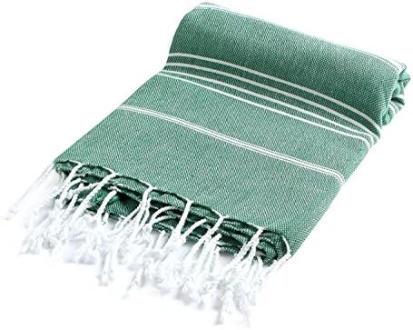 PESHTOW 100% Pure Cotton Peshtemals, Turkish Bath &amp; Beach Towel, Turkish Pestemal Towel, 37 x 70", Fouta (TEAL GREEN)