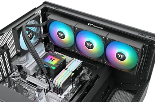 LA360 ARGB Sync AIO Wasserkühlung 360mm – RGB Wasserblock im Gaming-Style, 3×120mm ARGB Lüfter bis 2500 RPM, vorinstalliert, Intel/AMD kompatibel, Schwarz