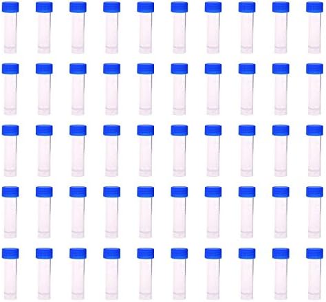 50pcs Plastic Graduated Vial Tube with Screw Caps,Blue Color,5ml