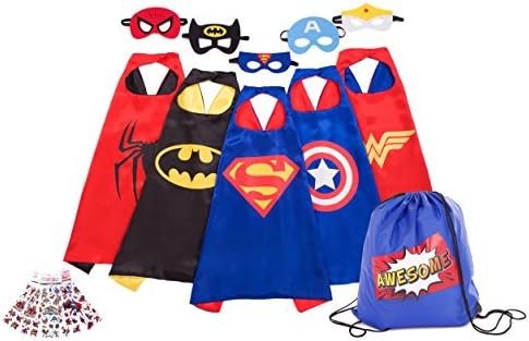 Awesome Superheros Capes, Masks, Stickers and Bag - Costumes and Dress-up for Kids