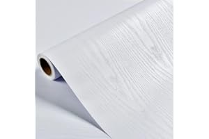 TILTIL White Wood Wallpaper - White Wood Contact Paper - Peel and Stick Wallpaper Modern – Self-Adhesive Removable Wall Paper for Cabinets Countertop Furniture Kitchen Wall, Easy to Clean 17.7”×78.8” Vinyl