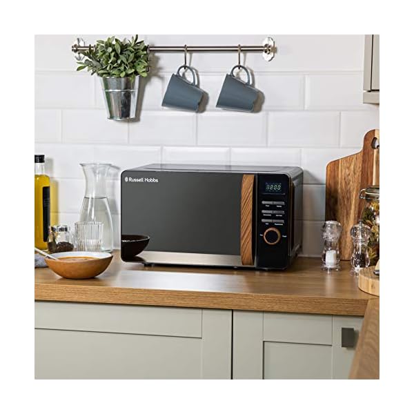 Russell-Hobbs-RHMD714B-N-17L-700w-Scandi-Black-Digital-Microwave-with-5-Power-Levels-Wood-Effect-Handle-Dials-Clock-Timer-Automatic-Defrost-Easy-Clean-8-Auto-Cook-Menus Russell Hobbs RHMD714B-N 17L 700w Scandi Black Digital Microwave with 5 Power Levels, Wood Effect Handle & Dials, Clock…