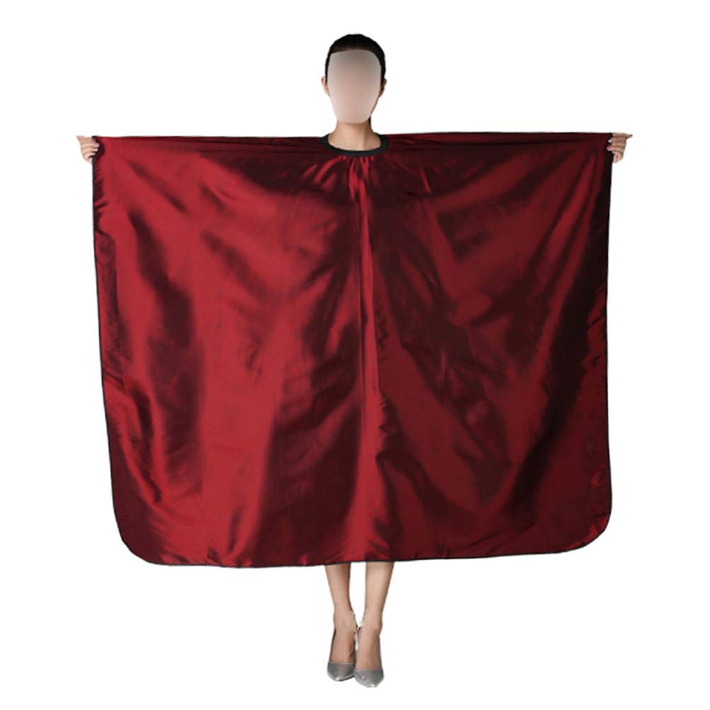 Lurrose Mens Robe Professional Hair Cutting Cape Salon Hairdressing Cape Hair Dying Gown Cover Waterproof Adjustable Barber Apron with Sleeves (Wine Red) Men Apron