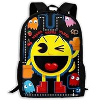 W1nW1n Pa_c man Unisex Students Schoolbags Zip-up Girl Boy Bookbag Book Bags Rucksack Knapsack Backpack Adult Daypack for Office Traval Back to School