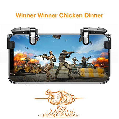 Mobile Game Controller【Upgraded Version】- PUBG/Fortnite / Knives Out Mobile Controller, Hill & Wood Sensitive Shoot and Aim Triggers for L1R1 Mobile Game Trigger Joystick for Android & iPhone