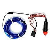 Lychee 6m/18ft Super bright Portable Glowing Neon Light El Wire belt tape strip w/ 12V Cigarette car kit For Vehicle,Automotive interior atmosphere Led lights decoration. (6m, Blue)