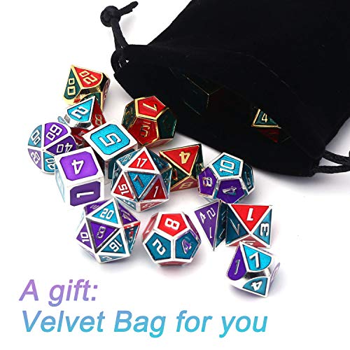 REDSUN D&D Metal Dice,RPG Dice Set,Polyhedral Solid Enamel Zinc Alloy ,New Font,for Role Playing Game Dungeons and Dragons (Dark God)