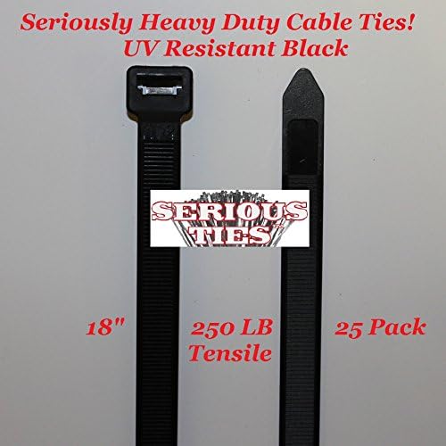 Serious Ties - Extra Heavy Duty Cable Ties - Package of 25 18" UV Black